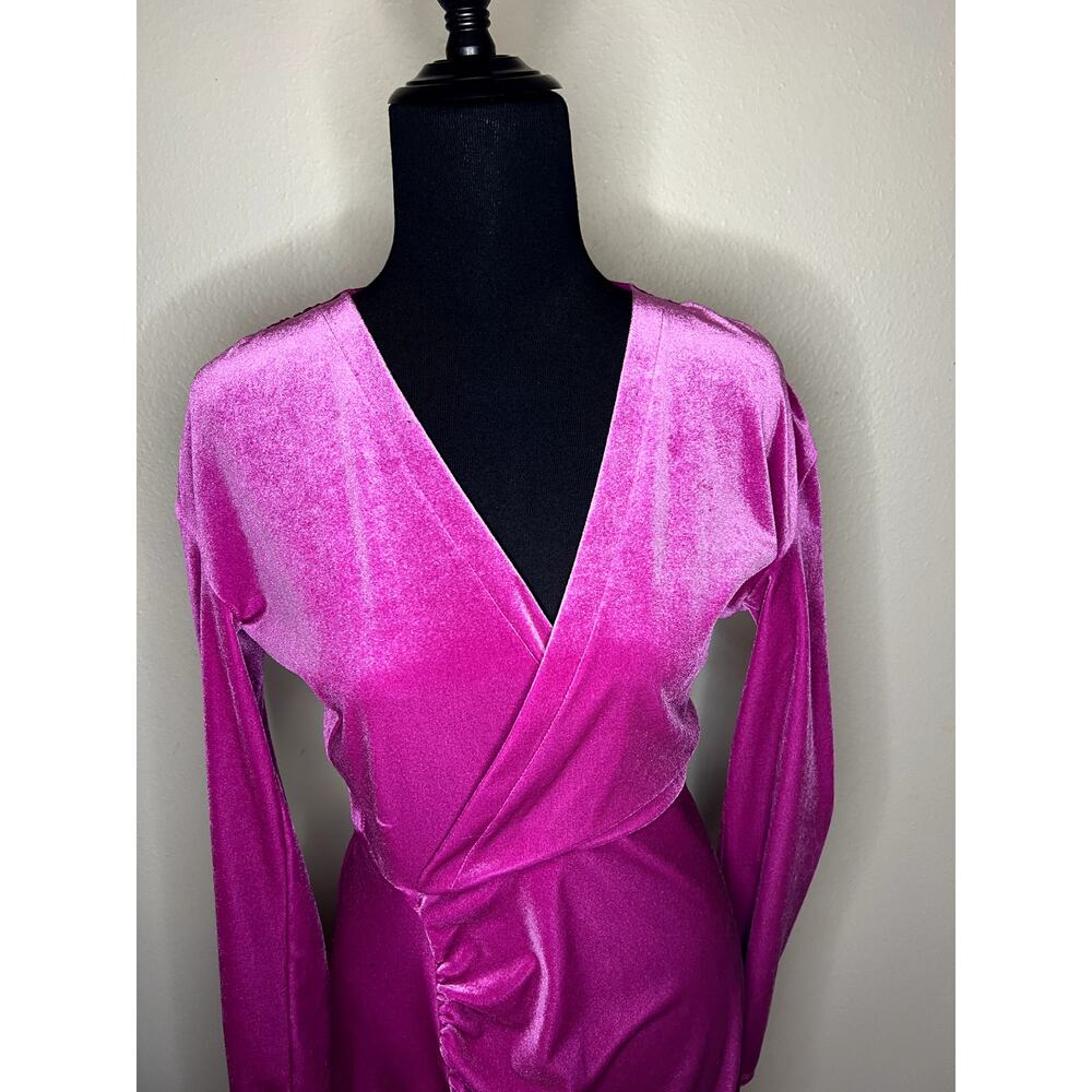 Atlein x RTR Pink Velvet Ruched Dress - Size Small - Picture 8 of 10